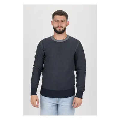 Sweater - TOMMY HILFIGER TWO COLOR STRUCTURED SWEATER dark blue-grey