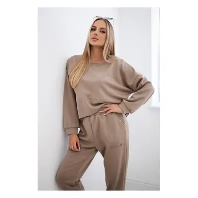 Kesi Włoski Viscose set Amour sweatshirt + pants fango