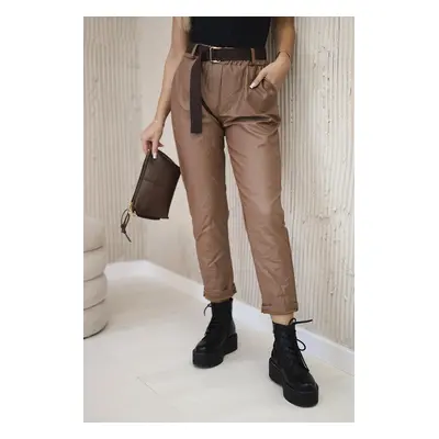 Kesi Włoski Waxed trousers with a belt camel