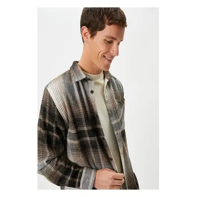 Koton Men's Brown Plaid Shirt