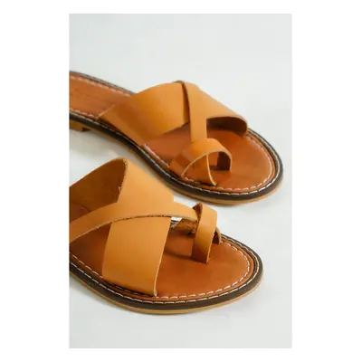 Capone Outfitters Capone Women's Slippers with Genuine Leather Bodrum Ginger