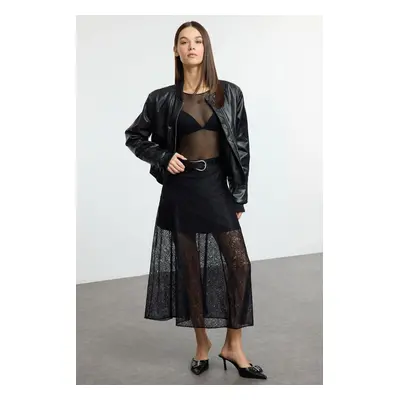 Trendyol Black Lace Fabric Maxi Length Woven Skirt