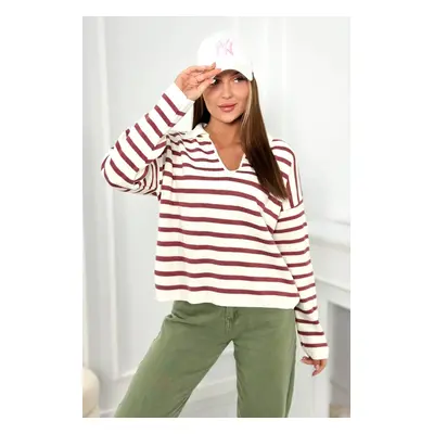 marka niezdefiniowana Striped sweater dark pink