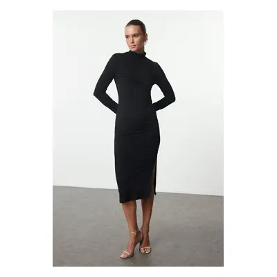 Trendyol Black Bodycon Knitted Chic Midi Evening Dress