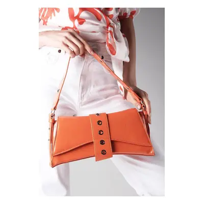 Mio Gusto Orange Color Hand And Shoulder Women's Baguette Bag