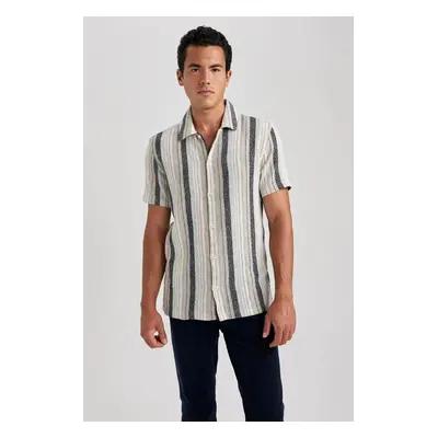 DEFACTO Regular Fit Striped Cotton Short Sleeve Shirt