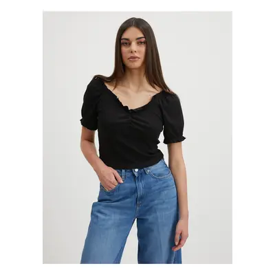 Black Crop Top Pieces Tegan - Women