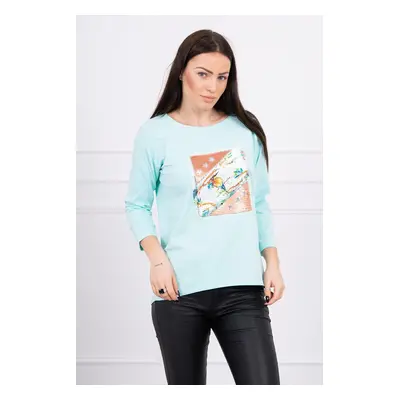 Blouse with 3D Bird mint graphics