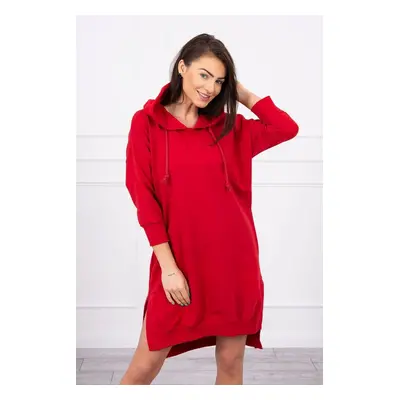 Red hooded dress with a long back