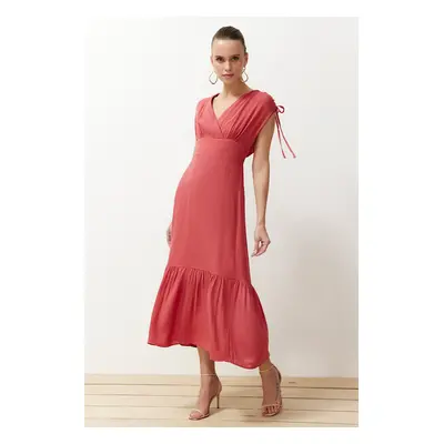 Trendyol Dried Rose Skirt Flounce Maxi Woven Dress