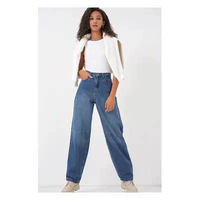 Bigdart Women's High Waist Baggy Jeans - Navy