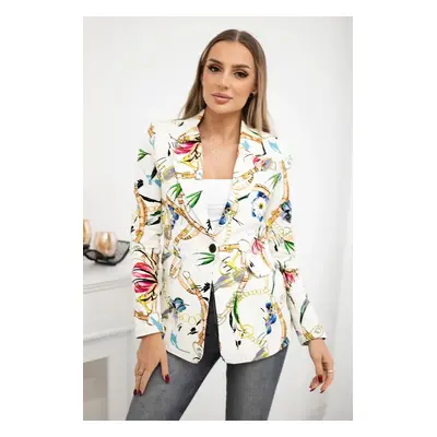 Turecki Printed cotton jacket with a button ecru