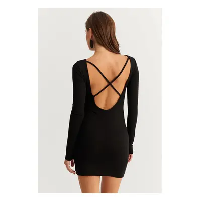 Cool & Sexy Women's Black Backless Mini Dress HOR36