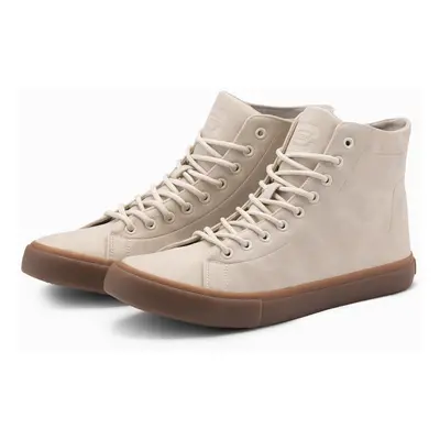 Ombre Men's high-top sneakers shoes with rubber toe - cream