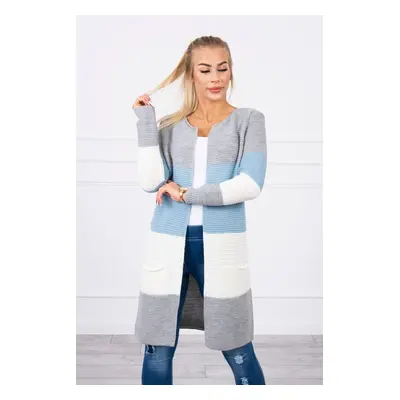 Kesi Sweater Cardigan in the straps gray+azure