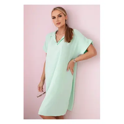 Kesi Włoski V-neck dress with collar mint