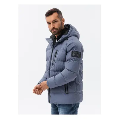 Ombre Men's insulated jacket with hood - faded purple