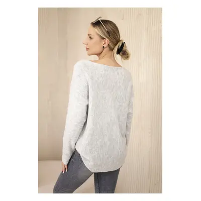 Włoski V-neck sweater light gray