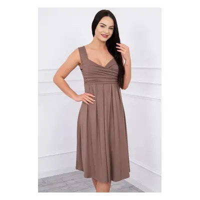 marka niezdefiniowana Dress with wide straps cappuccino