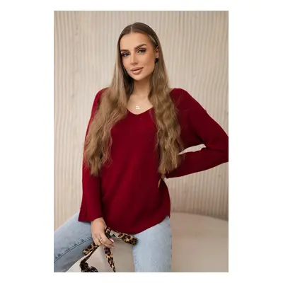 Włoski V-neck sweater burgundy