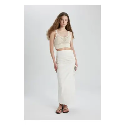 DEFACTO A-Line Linen Maxi Skirt