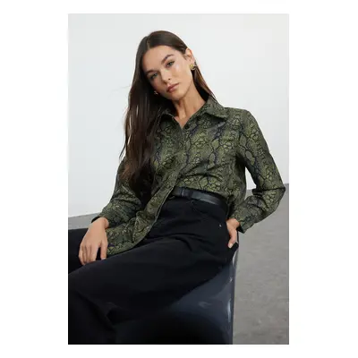 Trendyol Snake Patterned Satin Woven Shirt