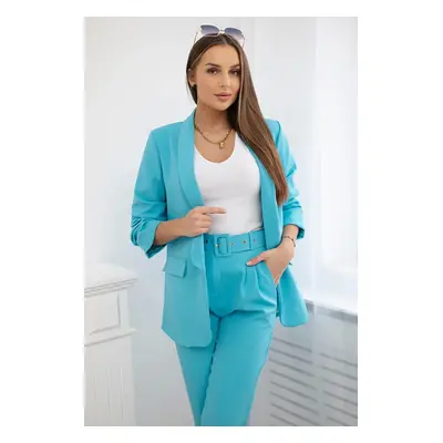 Włoski Elegant set of jackets and trousers turquoise