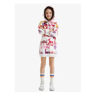 Light Grey Girly Patterned Sweatshirt Dress Desigual Almeda - Girls