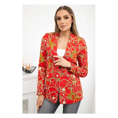 Turecki Printed cotton jacket with a button red