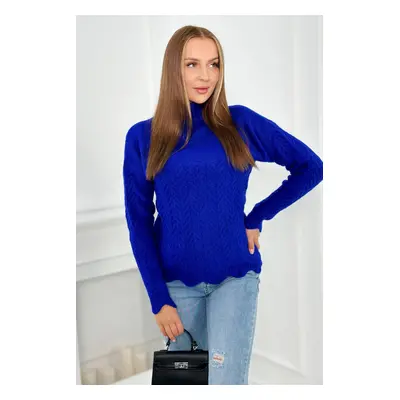 Sweater with decorative frills cornflower blue