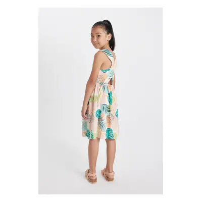 DEFACTO Girl's Patterned Sleeveless Combed Cotton Dress