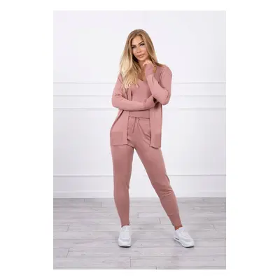 3-piece sweater set dark pink