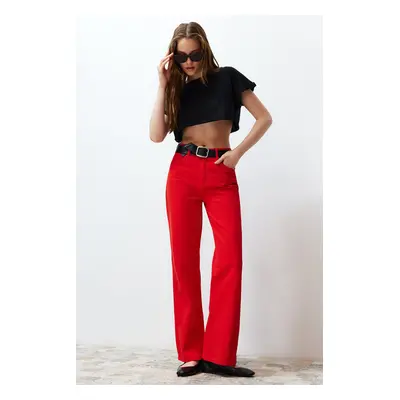 Trendyol Red High Waist Wide Leg Jeans