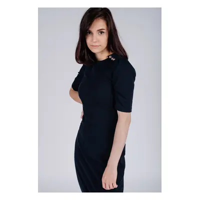 Tommy Hilfiger Dress - STELLA BODYCON TEXTURED DRESS SS dark blue