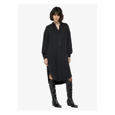 Black Ladies Shirt Dress with Linen Replay - Ladies