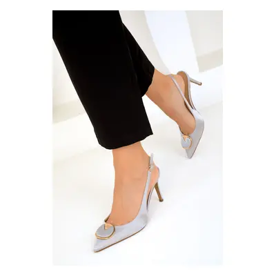 Soho Silver Satin Women's Classic High Heel Shoes