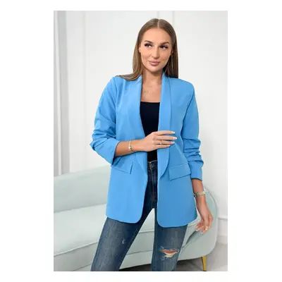 Elegant jacket with lapels gray turquoise