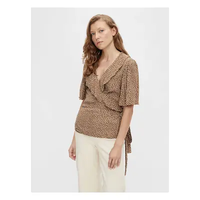 Brown patterned blouse . OBJECT - Women