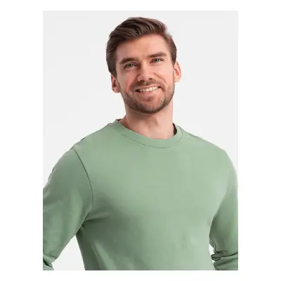 Ombre Men's BASIC sweatshirt with round neckline - green