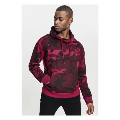 High Neck Camo Hoody Burgundy Camouflage