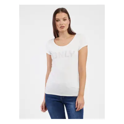 Cream women's T-shirt ONLY Helena - Women's