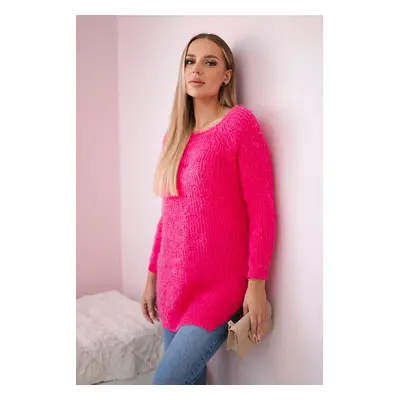 Kesi Włoski Fluffy sweater pink neon