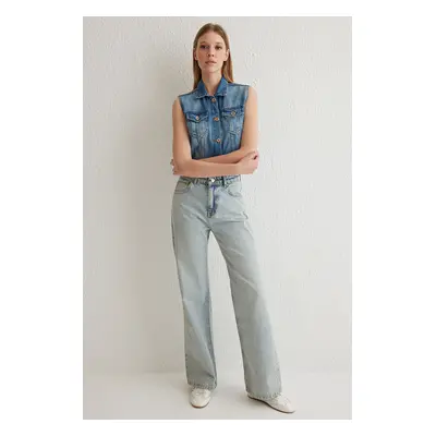 Trendyol Light Blue High Waist Wide Leg Jeans