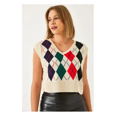 Bianco Lucci Women's Patterned Knitwear Sweater