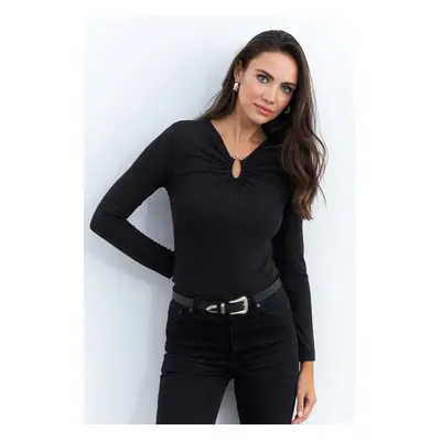 Cool & Sexy Women's Anthracite Accessory Blouse