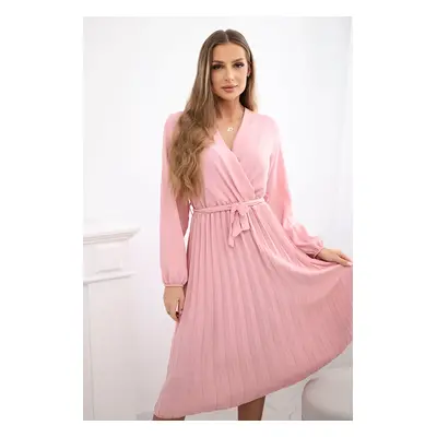 Kesi Włoski Dress tied with a pleated hem dark powder pink