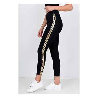 Stylish women's leggings with the inscription "FASHION" - black