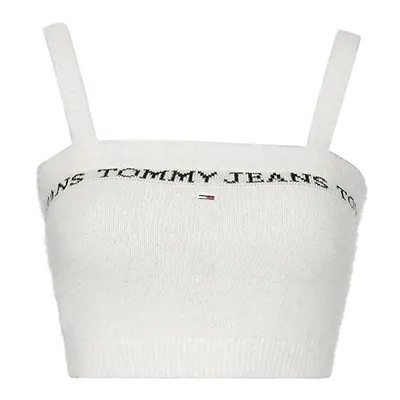 Tommy Jeans Top - TJW CROP FURRY CAMI TOP white