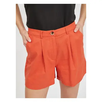 Orange shorts with linen VILA Alina - Women