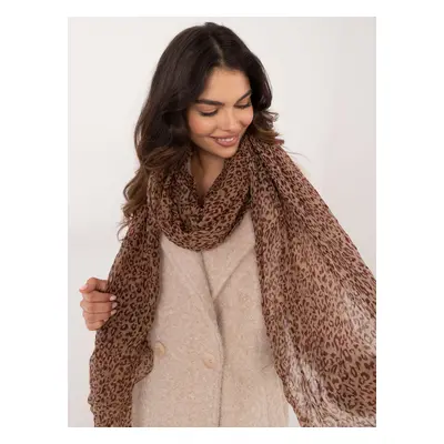 Brown and burgundy women's scarf with leopard print